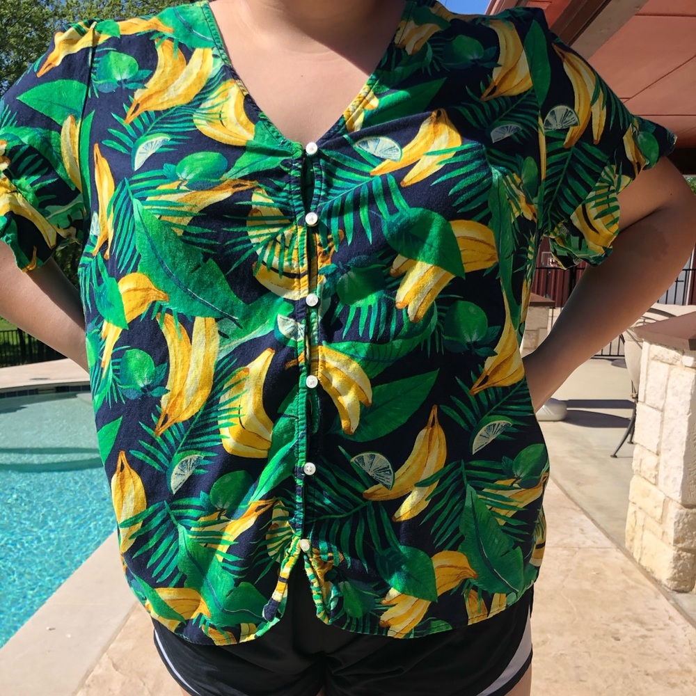 Banana and Lime Old Navy Blouse | XL,XXL